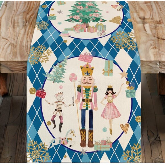 Nutcracker Table Runner Christmas Decor Holiday Xmas Decoration Blue Cloth 13x72 - Picture 7 of 8